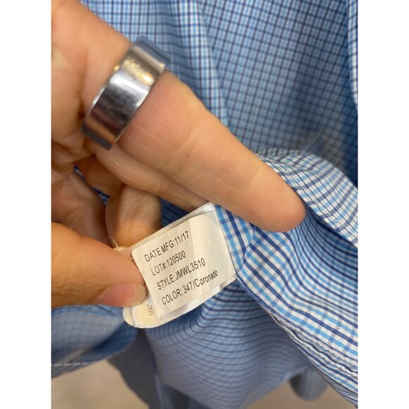 Johnnie-O Check Prep-formance Sport Twilight Blue Long Sleeve Men's Large - Picture 4 of 5